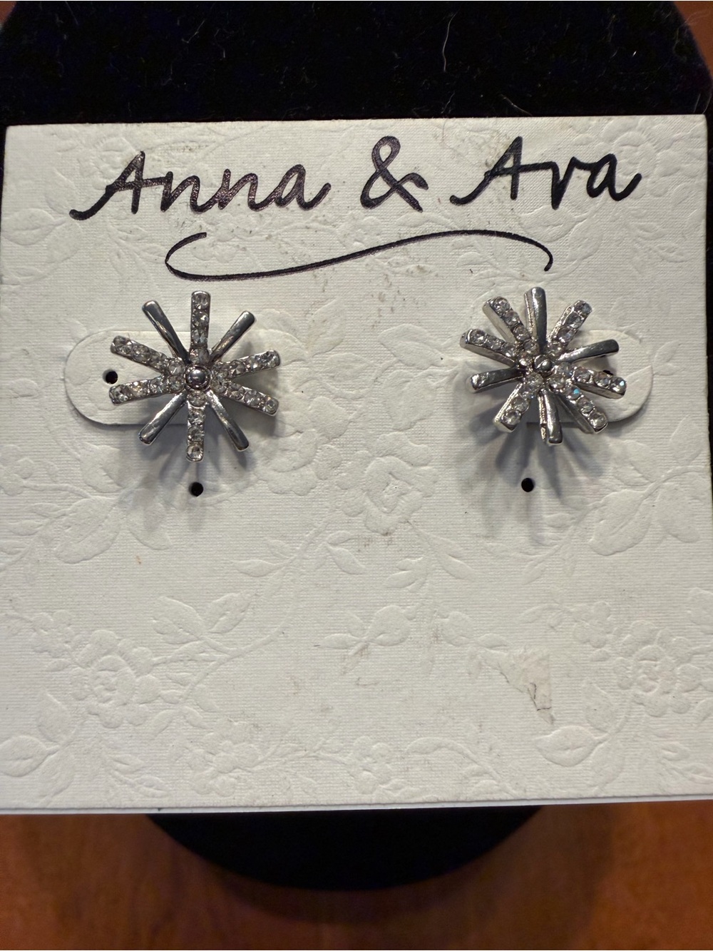 Anna & Ava Silvertone and Faux Diamonds Pierced Earrings - Picture 2 of 5